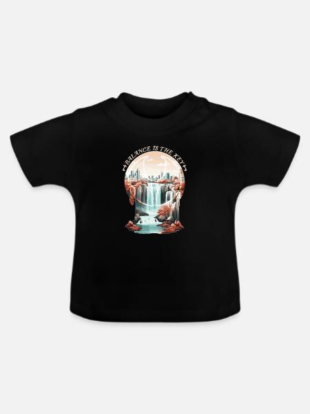 Balance ist der Schlüssel - Baby Bio-T-Shirt mit Rundhals - Schwarz