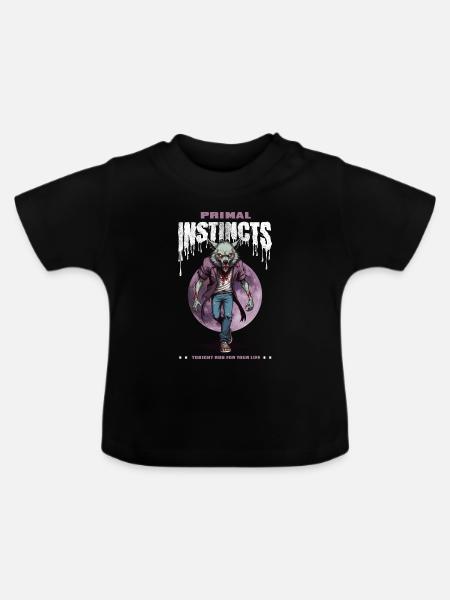 Werwolf bei Nacht - Baby Bio-T-Shirt mit Rundhals - Schwarz