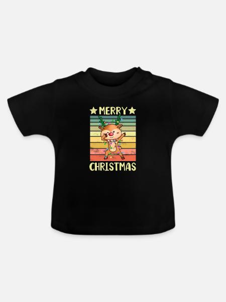 Frohe Weihnachten Rentier - Baby Bio-T-Shirt mit Rundhals - Schwarz