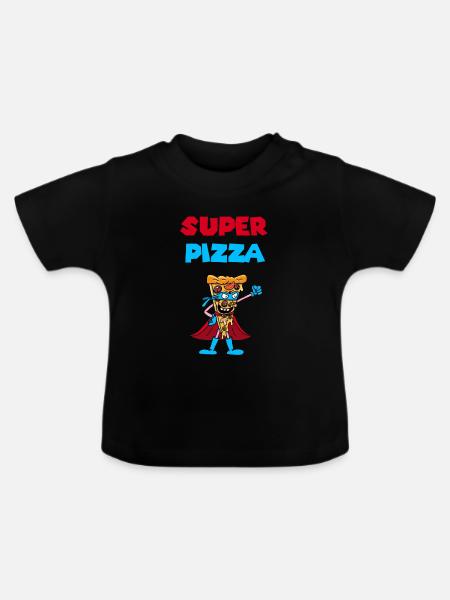 Tolle Pizza - Baby Bio-T-Shirt mit Rundhals - Schwarz