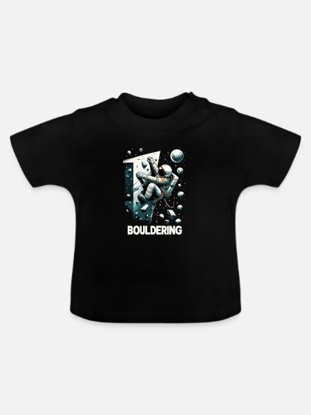 Bouldern Astronaut Raumfahrer Geschenk - Baby Bio-T-Shirt mit Rundhals - Schwarz