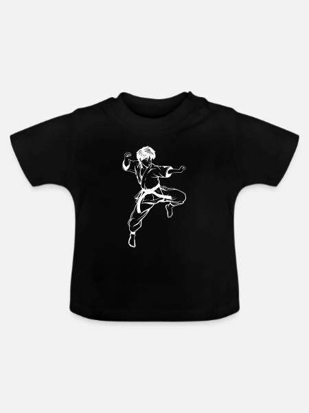 Karate Junge Skizze - Baby Bio-T-Shirt mit Rundhals - Schwarz