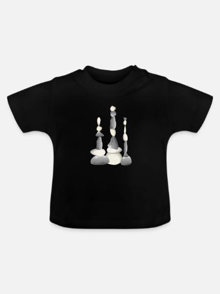 Drei Balancier-Steintürme im Zen-Stil - Baby Bio-T-Shirt mit Rundhals - Schwarz