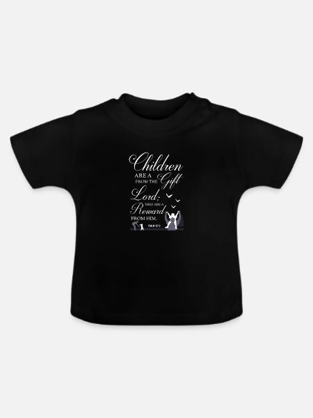 Kinder sind ein Bibelvers als Geschenk - Baby Bio-T-Shirt mit Rundhals - Schwarz