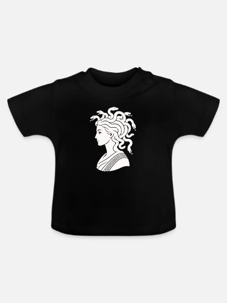 Medusa Kopf mit Schlangen - Baby Bio-T-Shirt mit Rundhals - Schwarz