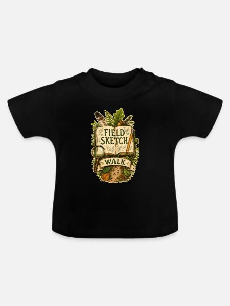 FIELD SKETCH WALK - Baby Bio-T-Shirt mit Rundhals - Schwarz