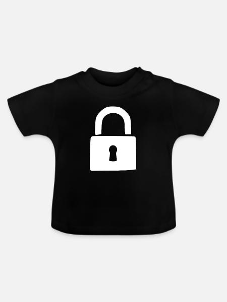 Vorhängeschloss weiß Geschenk - Baby Bio-T-Shirt mit Rundhals - Schwarz