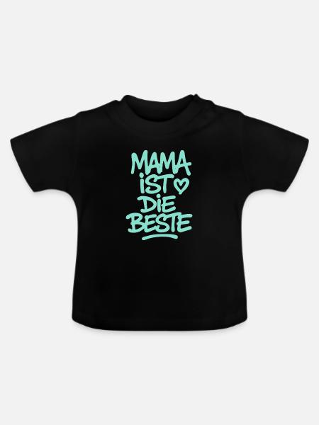 Mama ist die Beste - Baby Bio-T-Shirt mit Rundhals - Schwarz