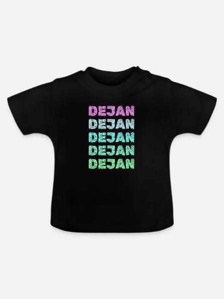 Dejan Gradient Grunge Schriftzug - Baby Bio-T-Shirt mit Rundhals - Schwarz