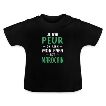 Je n'ai peur de rien mon papa est Marocain - T-shirt bio col rond Bébé - noir - Devant