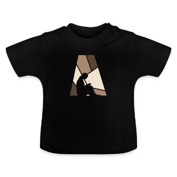 Crochet Crochet Needle - Baby Organic T-Shirt with Round Neck - black - Front