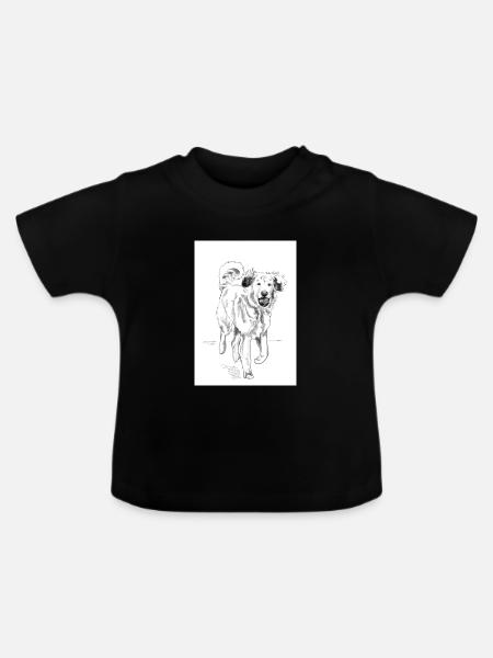 Illustration "Hund" - Baby Bio-T-Shirt mit Rundhals - Schwarz