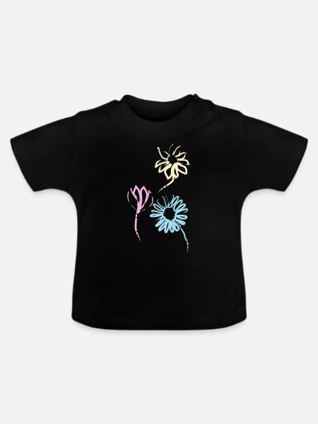 Bunte Blumen der Freundschaft - Baby Bio-T-Shirt mit Rundhals - Schwarz