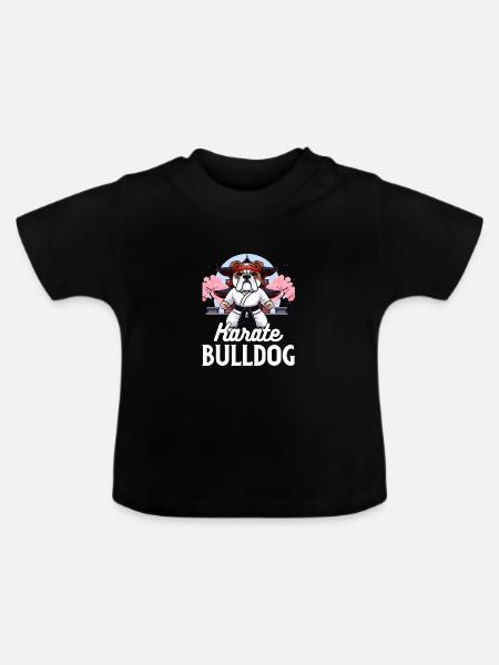 Karate Bulldogge - Baby Bio-T-Shirt mit Rundhals - Schwarz
