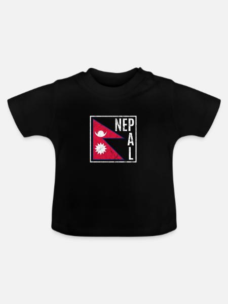 Nepal - Baby Bio-T-Shirt mit Rundhals - Schwarz