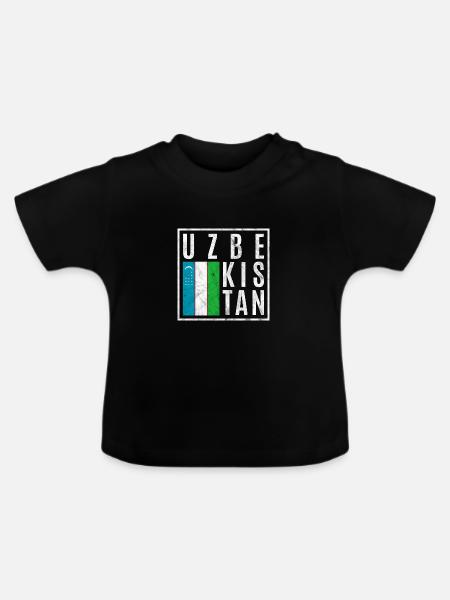 Usbekistan - Baby Bio-T-Shirt mit Rundhals - Schwarz