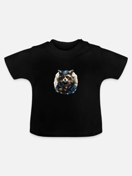 Steampunk Trashpanda - Baby Bio-T-Shirt mit Rundhals - Schwarz