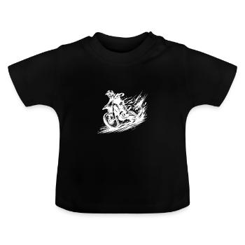 Dynamische Motocross Fahrt im Schlamm und Matsch - Baby Bio-T-Shirt mit Rundhals - Schwarz - Vorne
