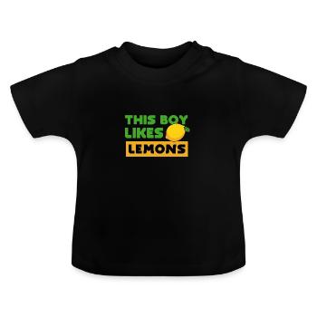 Junge mag Zitronen, Zitrus, Limonade, - Baby Bio-T-Shirt mit Rundhals - Schwarz - Vorne