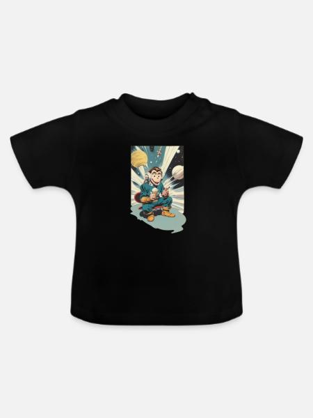 Galaktischer Eisaffe - Baby Bio-T-Shirt mit Rundhals - Schwarz