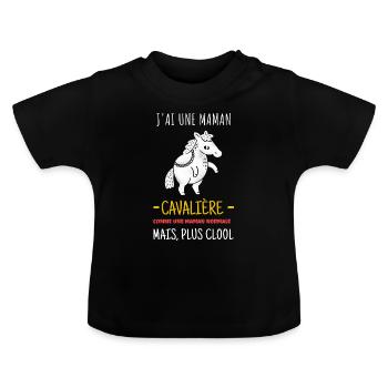 Maman Cavalière Cool - T-shirt bio col rond Bébé - noir - Devant
