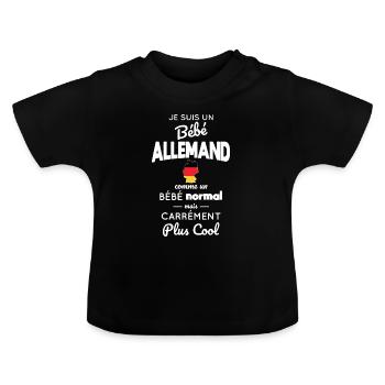 German Baby Like a Normal Baby but Cooler - Baby Organic T-Shirt with Round Neck - black - Front