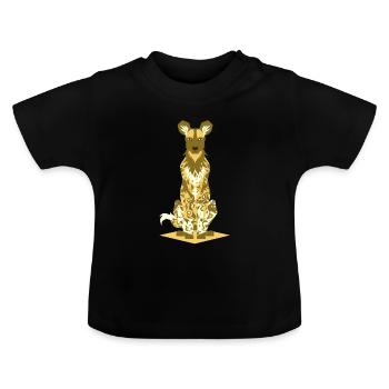 geometric african wild dog - Baby Organic T-Shirt with Round Neck - black - Front