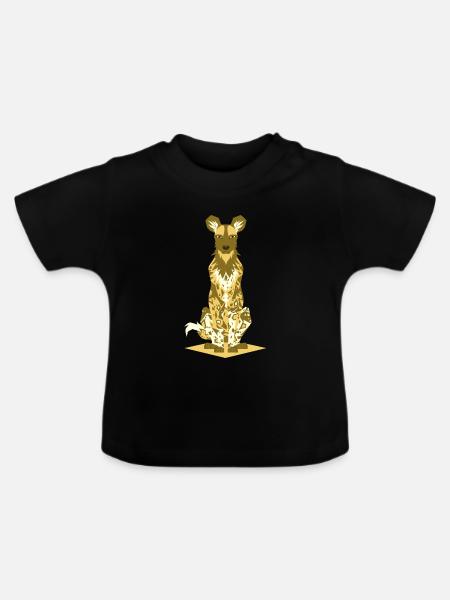 Wildhund geometrisch - Baby Bio-T-Shirt mit Rundhals - Schwarz