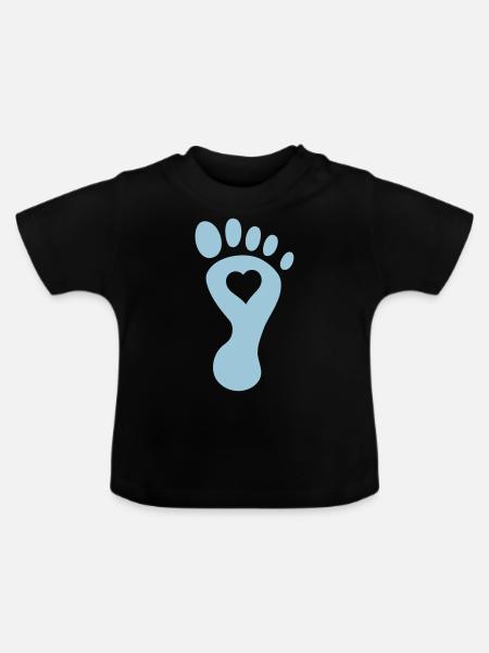 foot heart - Baby Bio-T-Shirt mit Rundhals - Schwarz