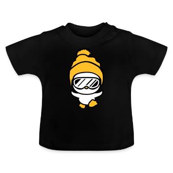 winter chick bird fun race run small sues - Baby Organic T-Shirt with Round Neck - black - Front