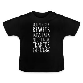 Baby Traktor Bauer lustiger Spruch Geschenk Shirt - Baby Bio-T-Shirt mit Rundhals - Schwarz - Vorne