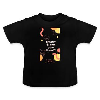 Funny sweet cat design shirt baby - Baby Bio-T-Shirt mit Rundhals - Schwarz - Vorne