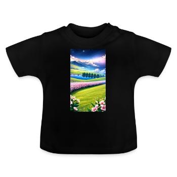Landschaft mit 4 Bereichen, Generative KI - Baby Bio-T-Shirt mit Rundhals - Schwarz - Vorne