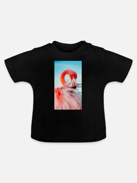 Flamingo Kollektion - Baby Bio-T-Shirt mit Rundhals - Schwarz