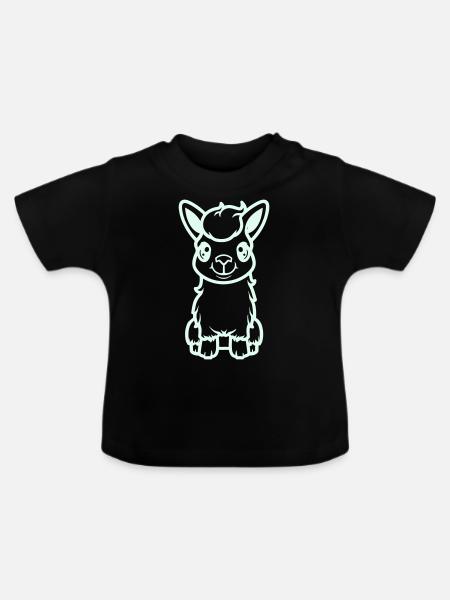 lama al paka comic - Baby Bio-T-Shirt mit Rundhals - Schwarz