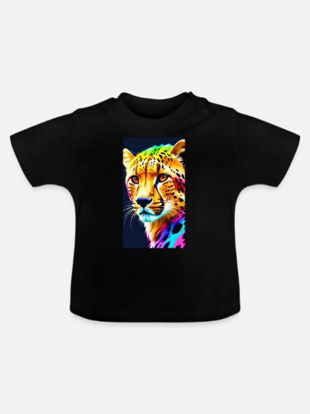 Cheetah Front - Baby Bio-T-Shirt mit Rundhals - Schwarz