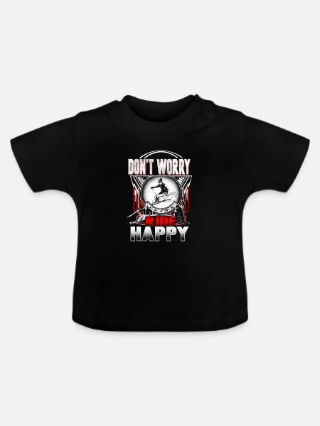 Ski happy - Baby Bio-T-Shirt mit Rundhals - Schwarz