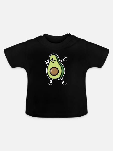 Avocado dab dabbing - Baby Bio-T-Shirt mit Rundhals - Schwarz