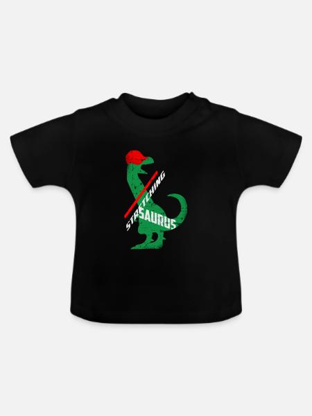 Stretching Dino - Baby Bio-T-Shirt mit Rundhals - Schwarz