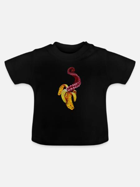 Wirbelnde Mutant-Banane - Baby Bio-T-Shirt mit Rundhals - Schwarz
