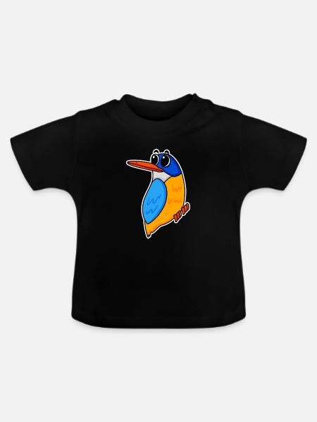 Niedlicher Eisvogel - Baby Bio-T-Shirt mit Rundhals - Schwarz
