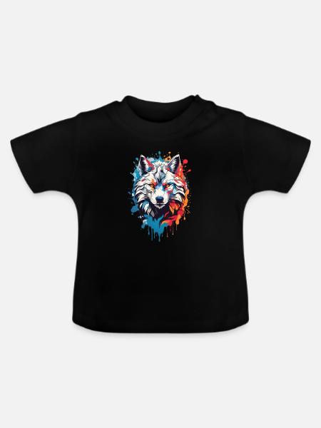 Coole Wolf - Baby Bio-T-Shirt mit Rundhals - Schwarz