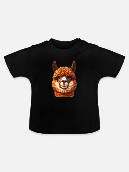 Alpaka - Baby Bio-T-Shirt mit Rundhals - Schwarz