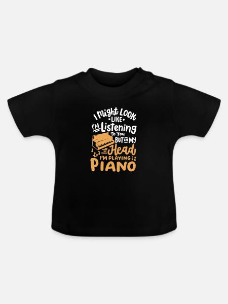 Klavierspieler Pianist - Baby Bio-T-Shirt mit Rundhals - Schwarz