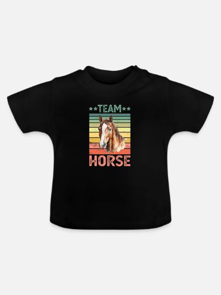Pferd - Baby Bio-T-Shirt mit Rundhals - Schwarz