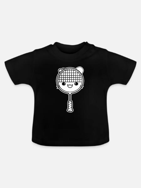 Badmintonschläger Comic Stil - Baby Bio-T-Shirt mit Rundhals - Schwarz