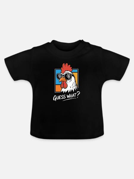 Lustiger Hahn mit Sonnenbrillen-Print - Baby Bio-T-Shirt mit Rundhals - Schwarz