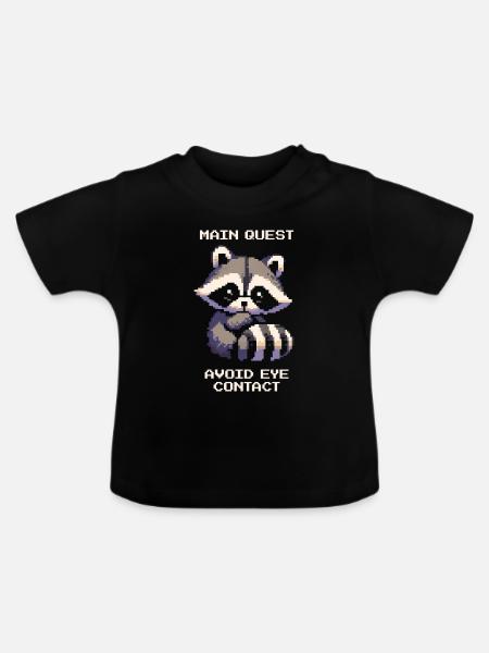 Hauptquest: Blickkontakt vermeiden | Introversion - Baby Bio-T-Shirt mit Rundhals - Schwarz
