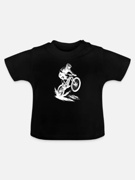 Energischer Mountainbike-Kunst-Radfahrer - Baby Bio-T-Shirt mit Rundhals - Schwarz