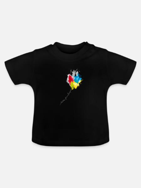 Farbkaskade Kaleidoskop - Baby Bio-T-Shirt mit Rundhals - Schwarz